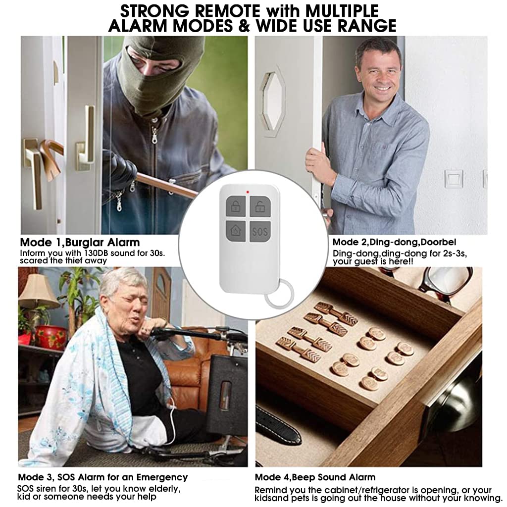 HASTHIP Home Security Window & Door Alarm Bell Sensor Door Window Burglar Alarm 130db,Burglar Alert Sensor with Remote Control,3 Alarm Sounds,Nail Free Installation Home Security System HASTHIP Home Security Window & Door Alarm Bell Sensor Door Window Burglar Alarm 130db,Burglar Alert Sensor with Remote Control,3 Alarm Sounds,Nail Free Installation Home Security System